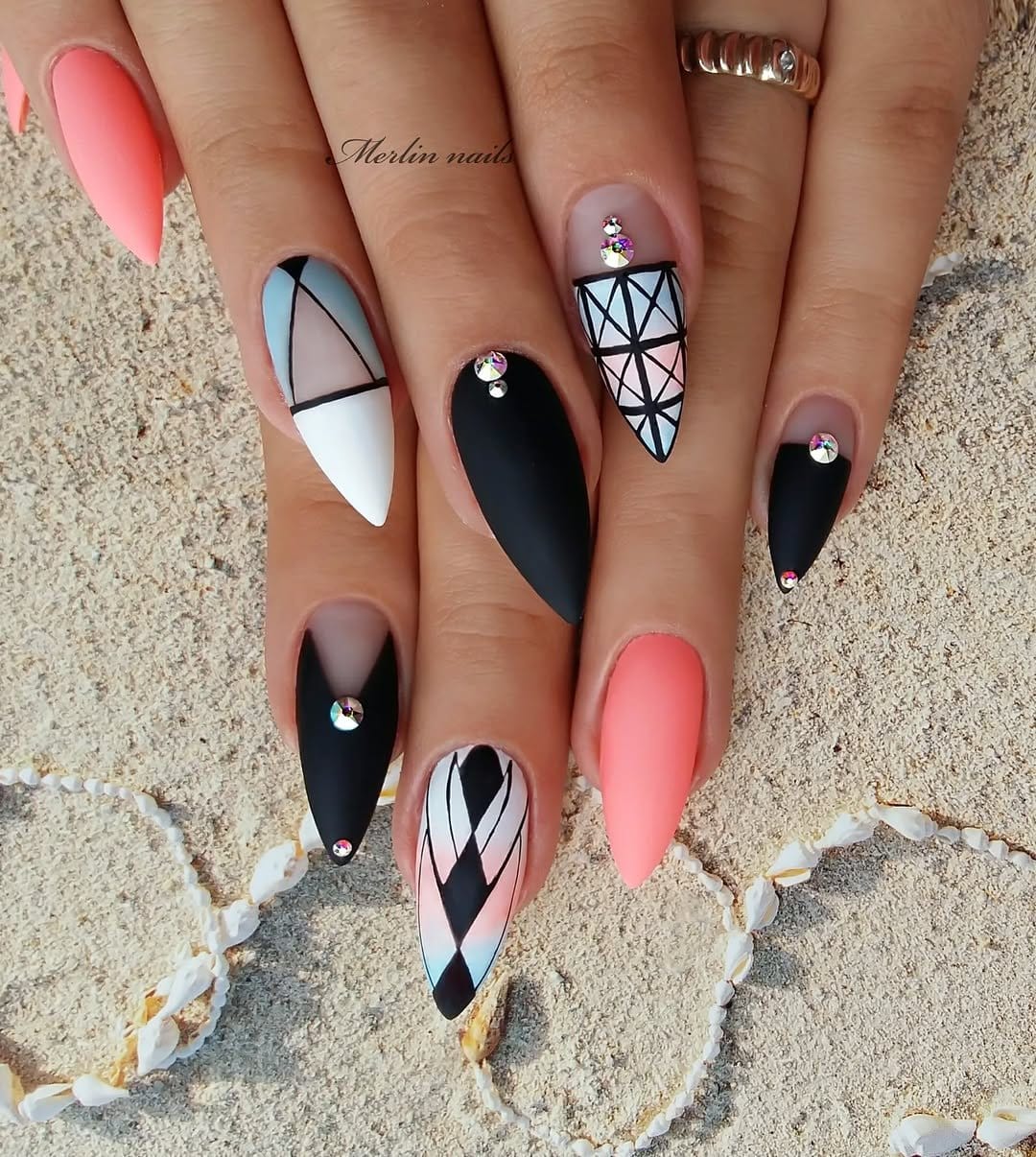 Peach-colored nails with a matte finish