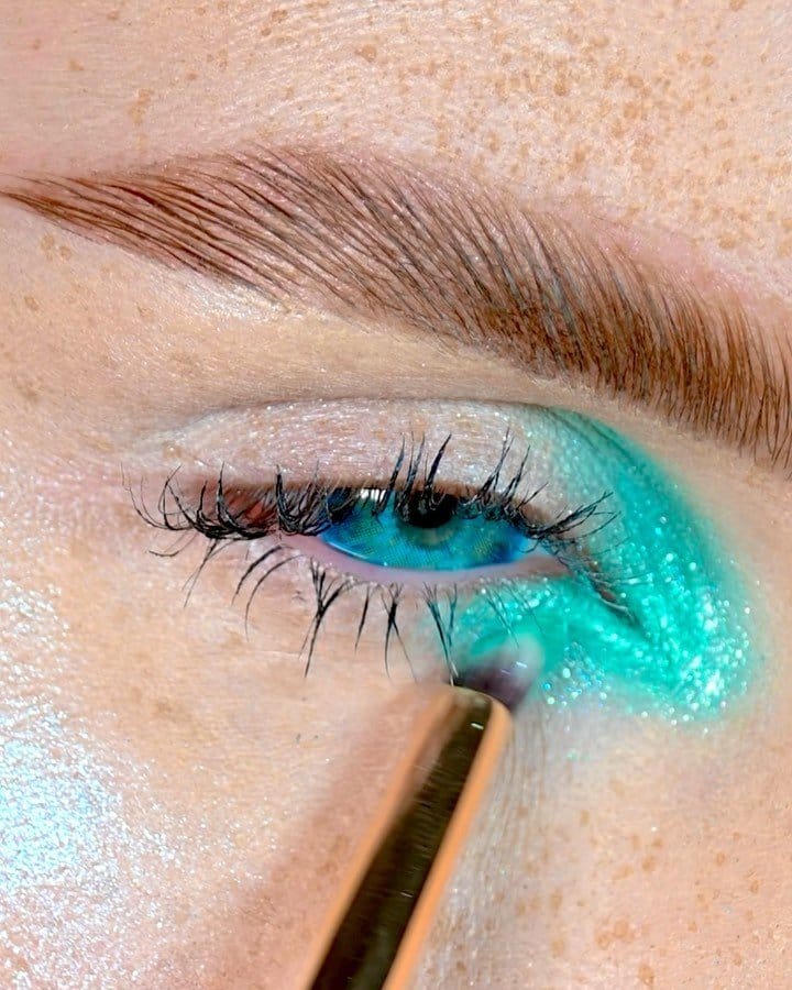 Ocean-inspired blue eye makeup