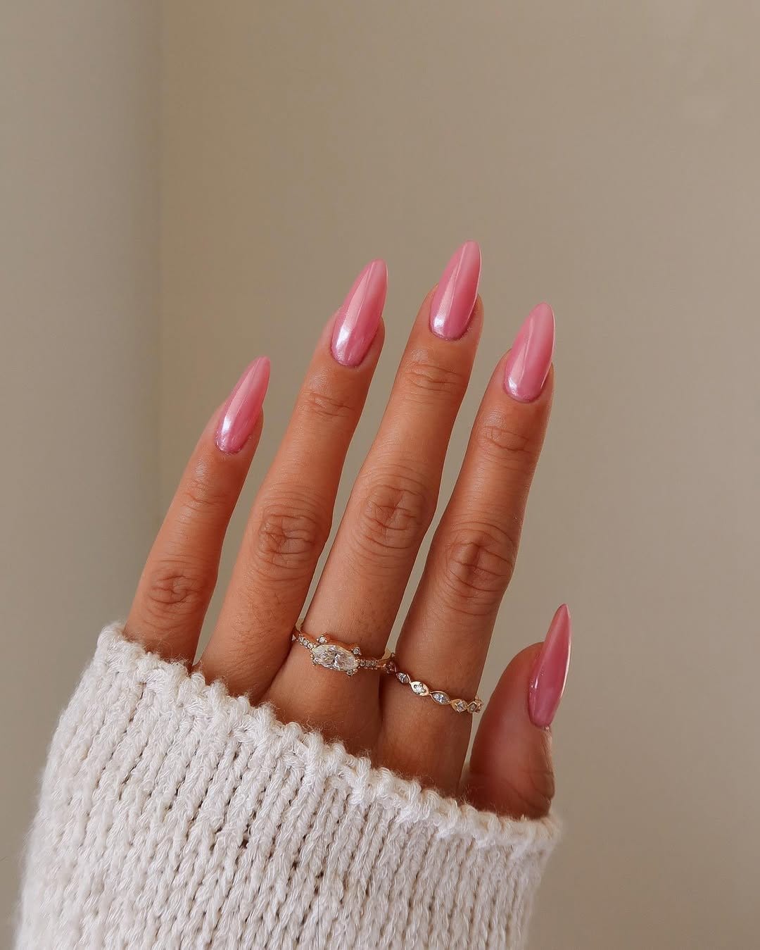 Creative abstract hot pink nail design