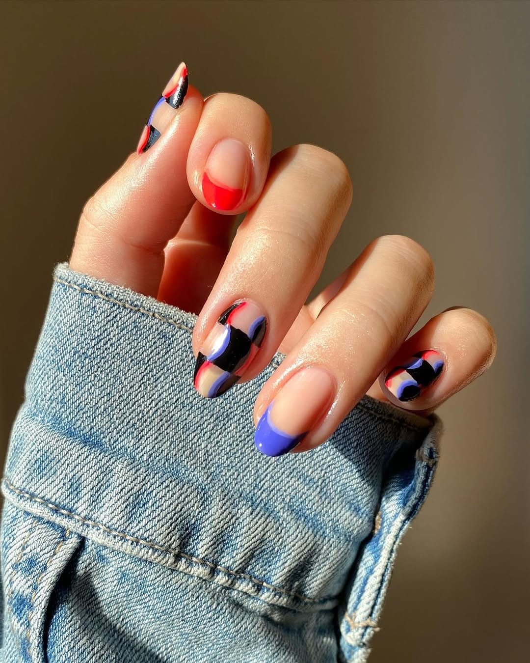 Checkerboard pastel nail design