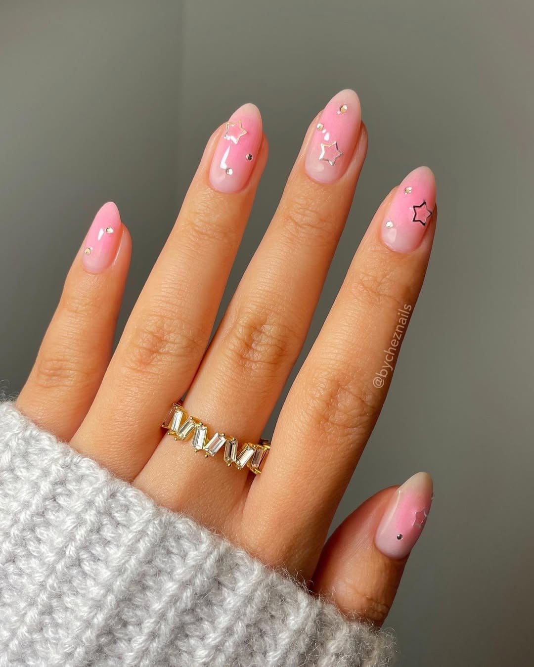 Shimmering silver and hot pink nails