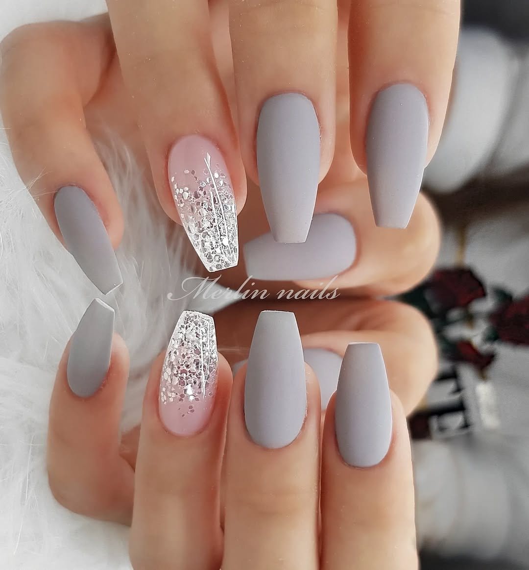 Matte pink ombre nails with a soft finish