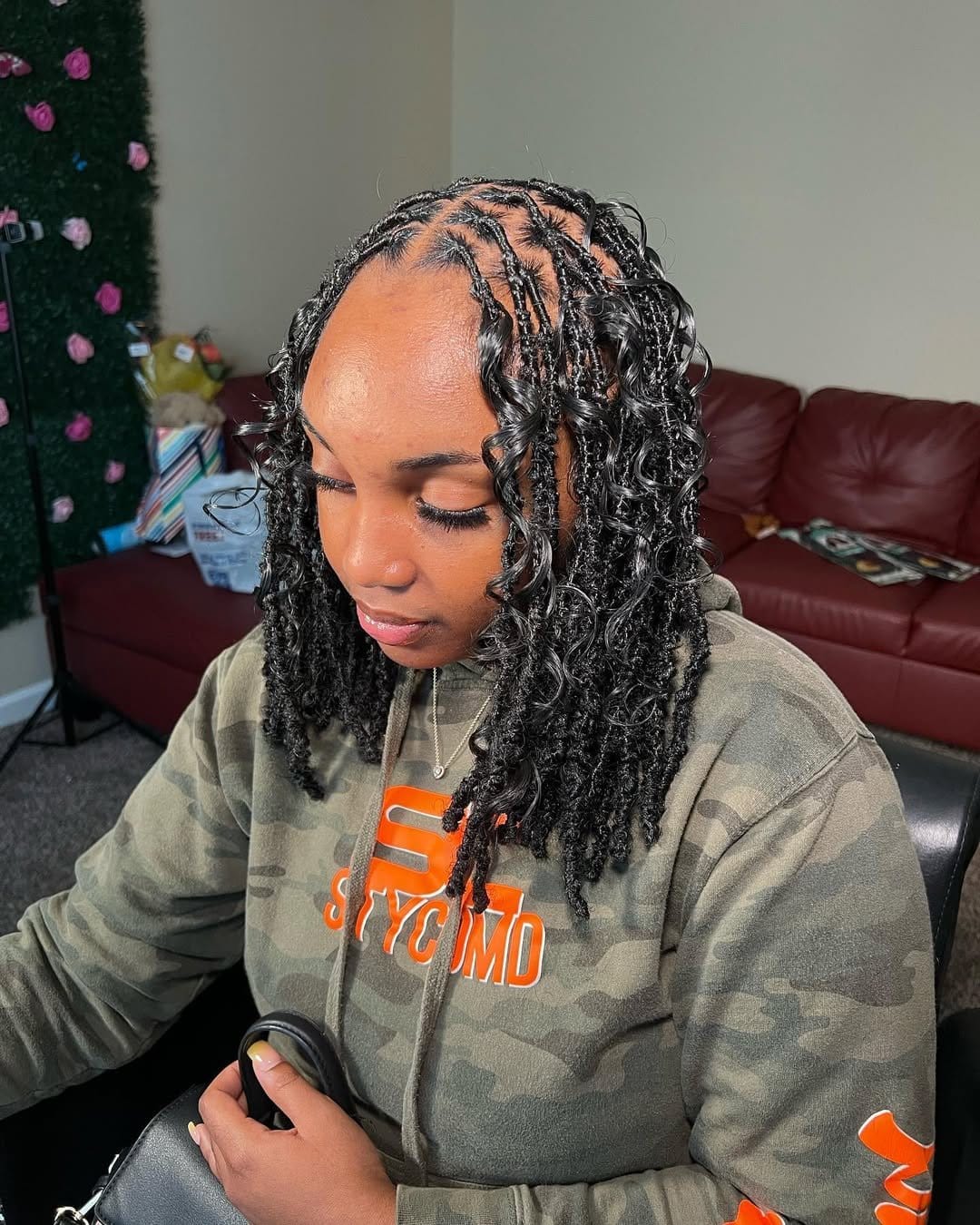 Chic dreadlock bob with side parting