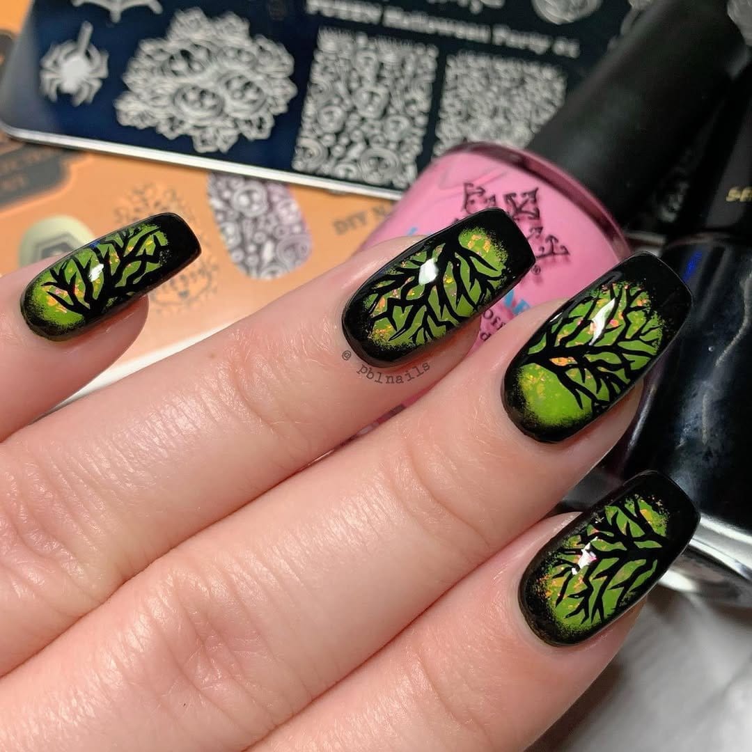 Easter bunny silhouette nail art in pastel hues