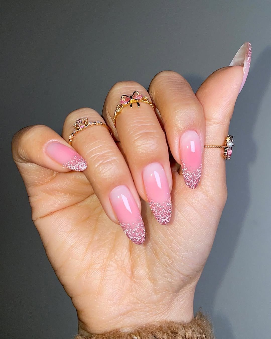 Luxurious pastel pink velvet textured nails