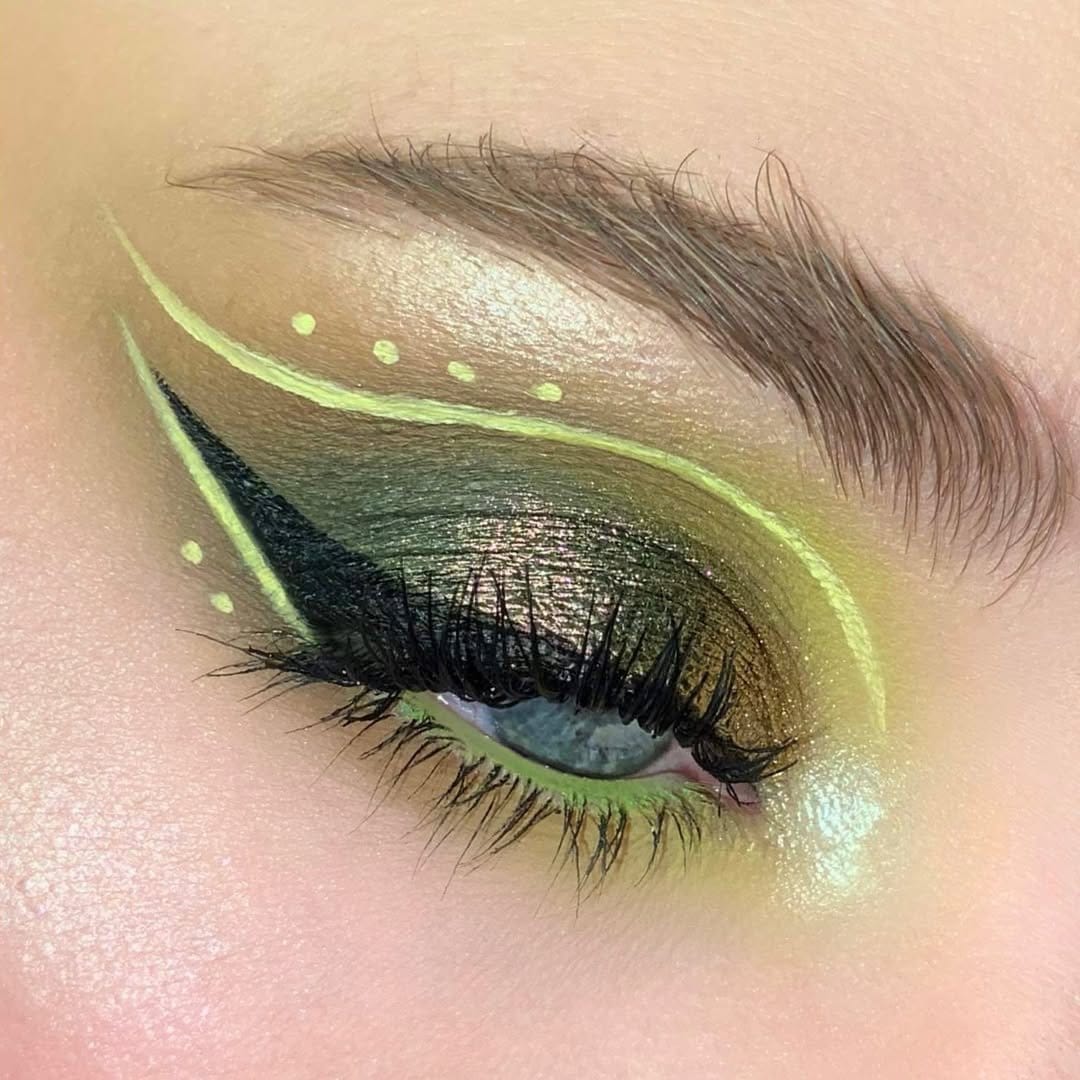 Vibrant neon eyeshadow and liner