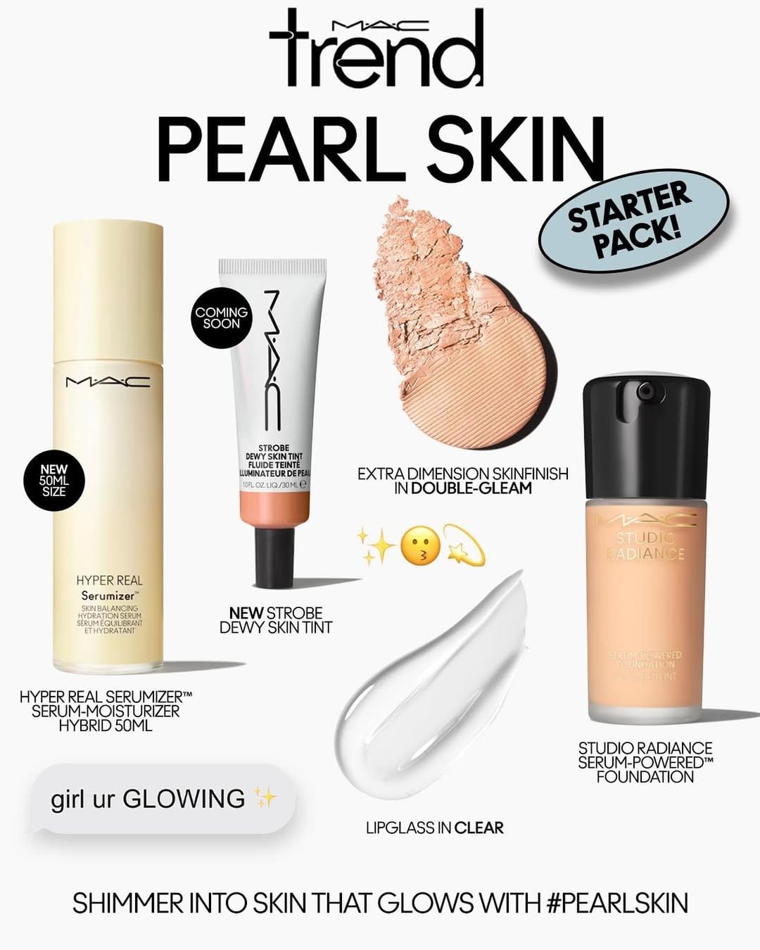 Clear gloss with dewy foundation