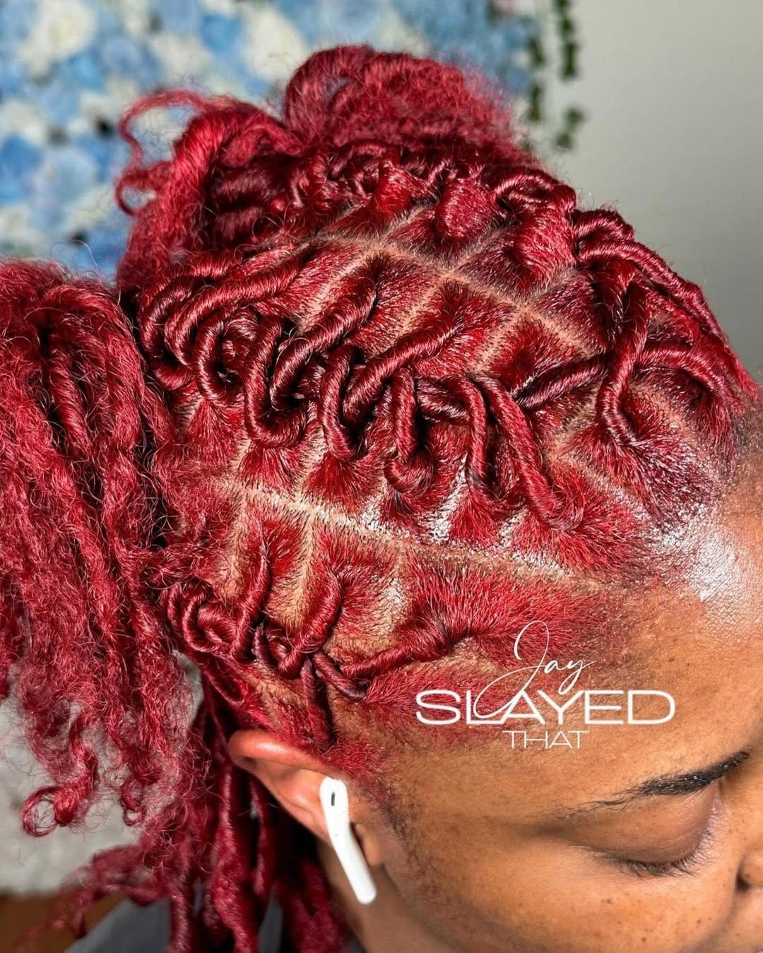 Vibrant highlights in short dreadlocks