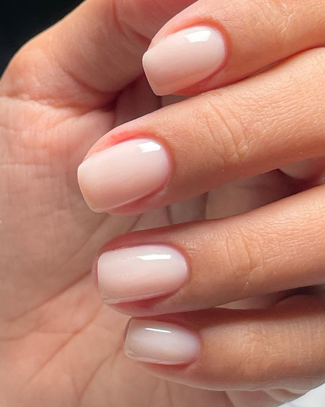 Nude nail polish on short nails