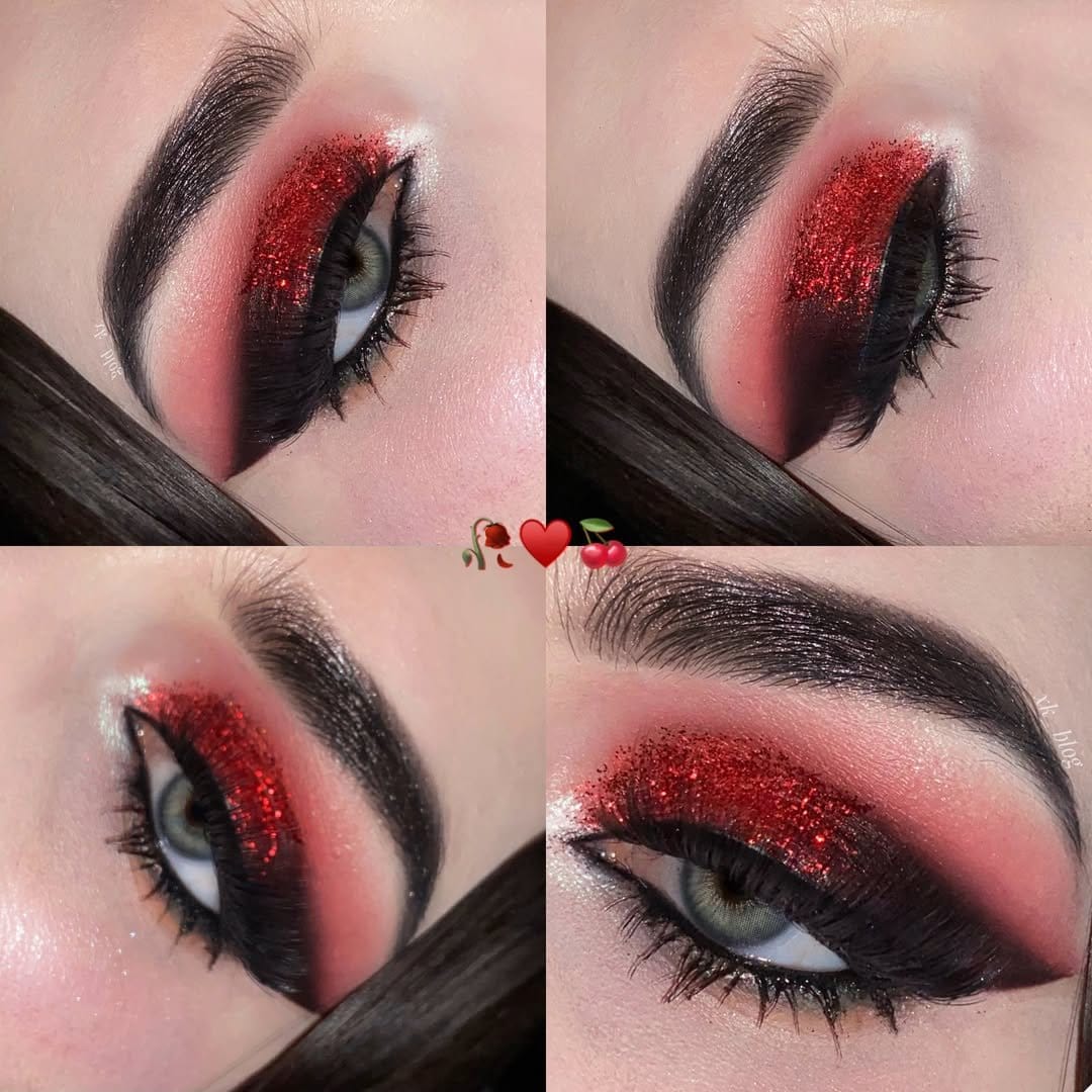 Subtle sparkly smokey eye with glitter dust