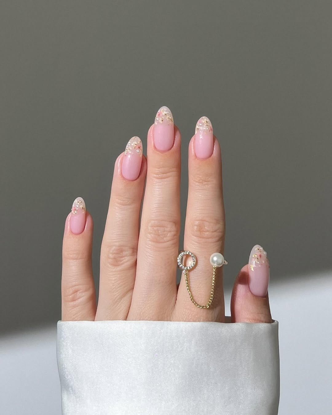 Elegant pink marble nail design