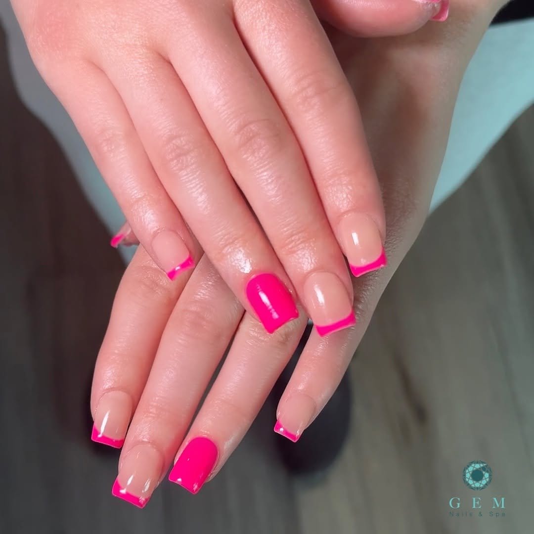 Unique twisted hot pink nail design