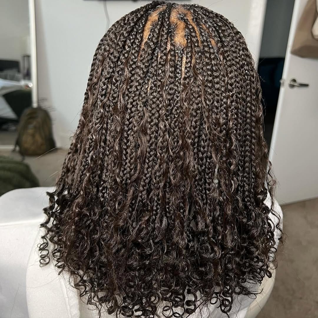 Daring bob with an undercut on short dreadlocks