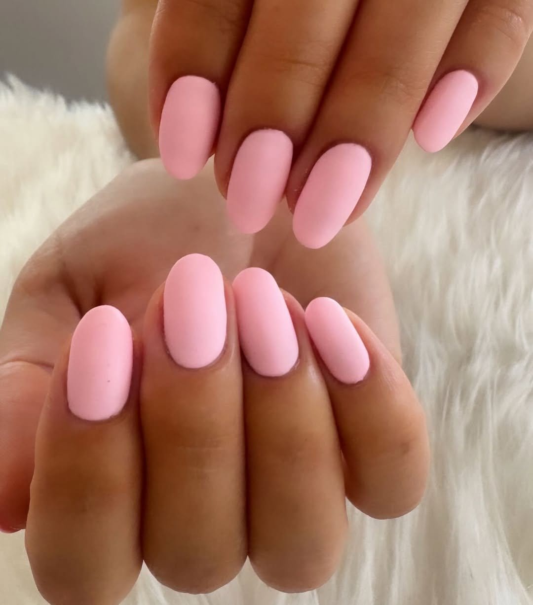Matte light pink nails