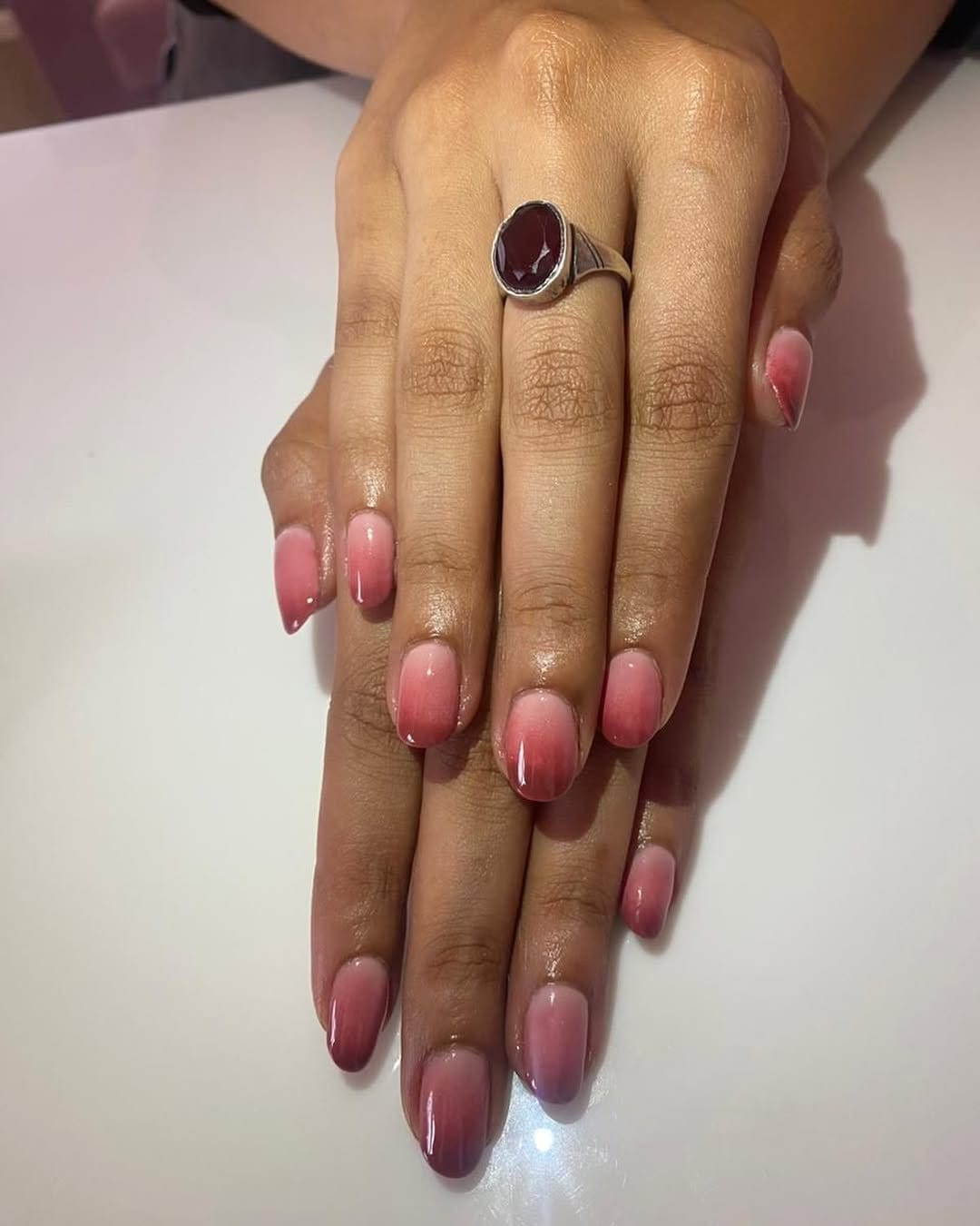 Gradient effect pastel pink French fade