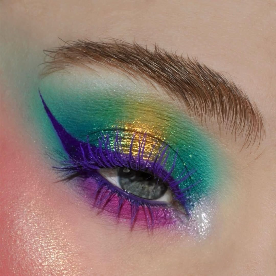 Bold violet eyeshadow and liner