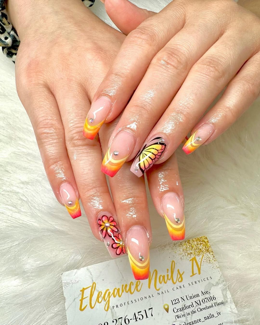 Zesty lemon and orange slice nails