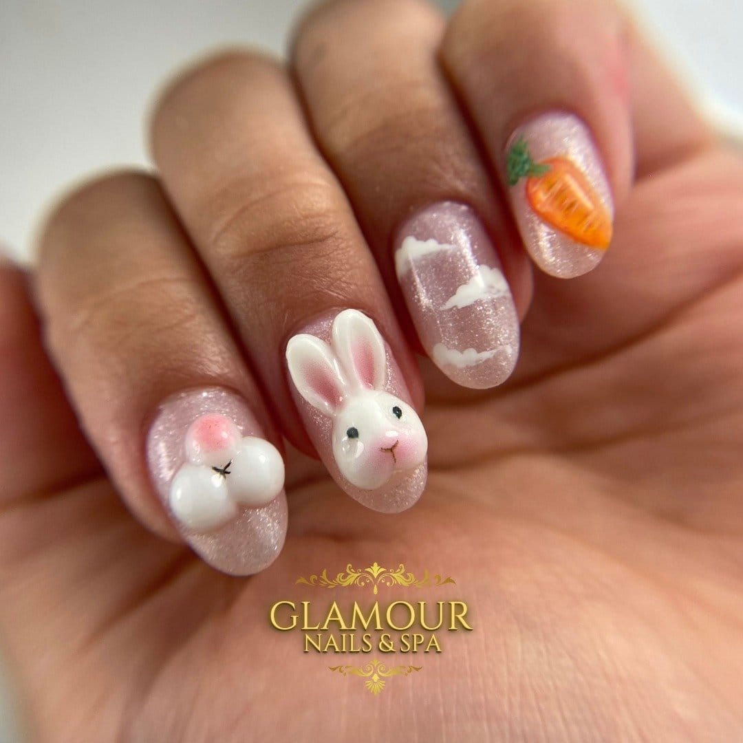 3D bunny charm nail accessories