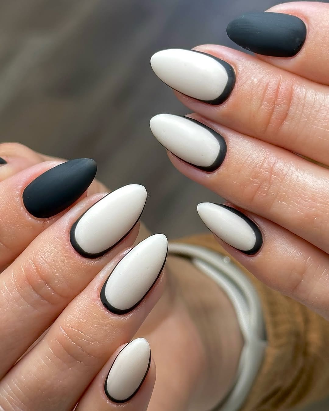 Soft gray nails with matte finish