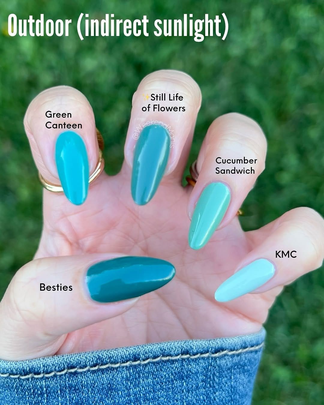 Pastel cucumber green nails with white accents