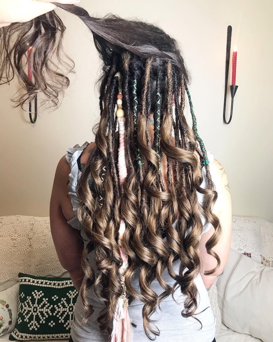 Textured layered short dreadlocks