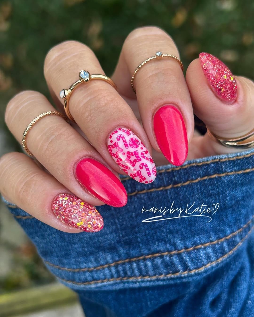 Lush spring meadow nail art