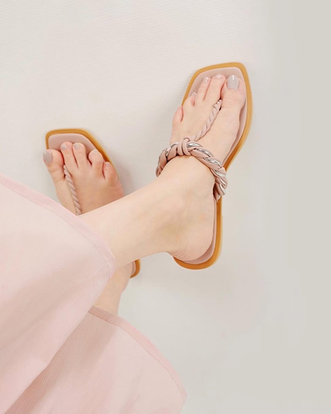 Mint and blush color block nails