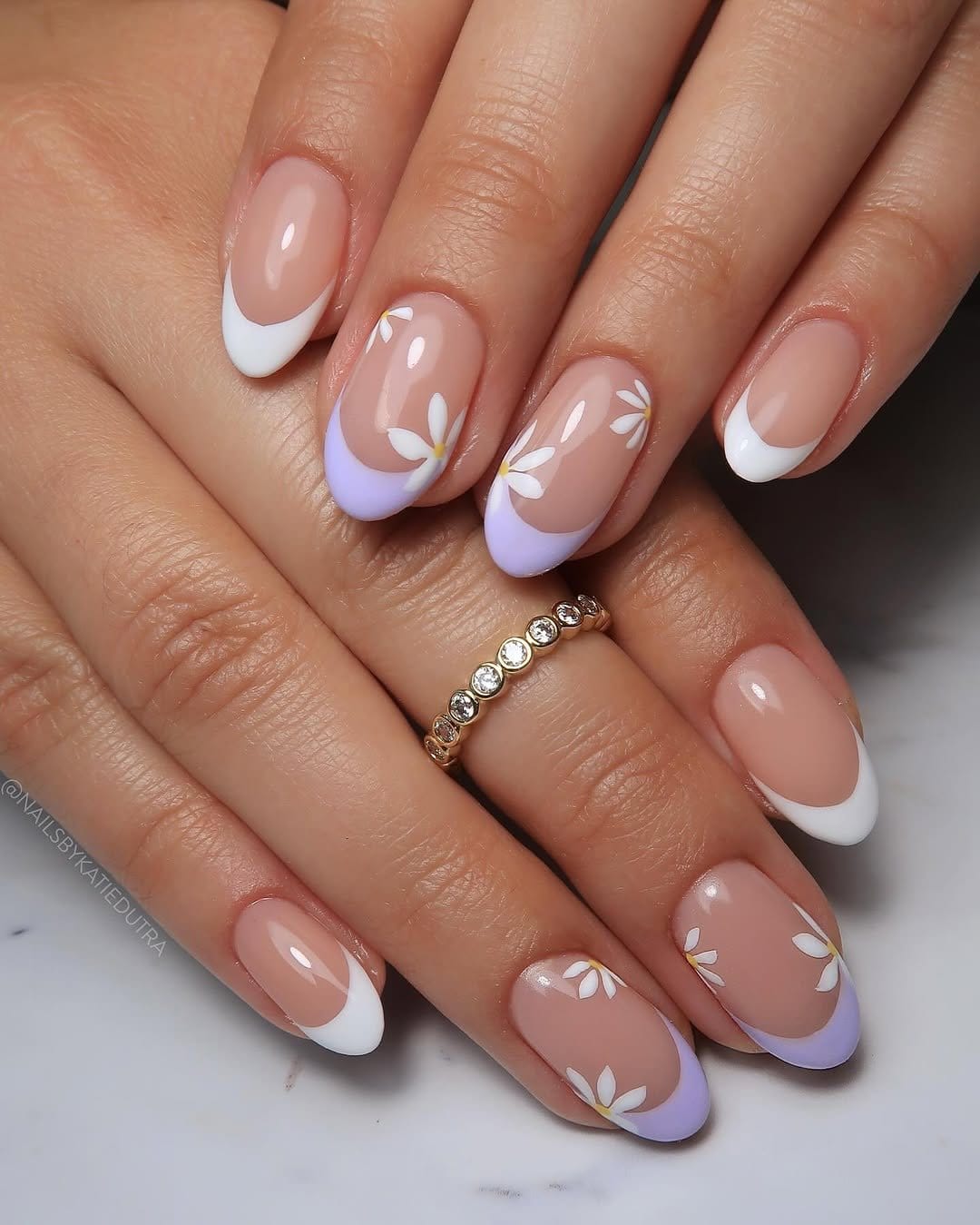 Elegant white pastel French tip nails