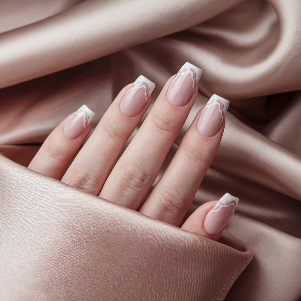 Frosty lilac French tips with matte finish