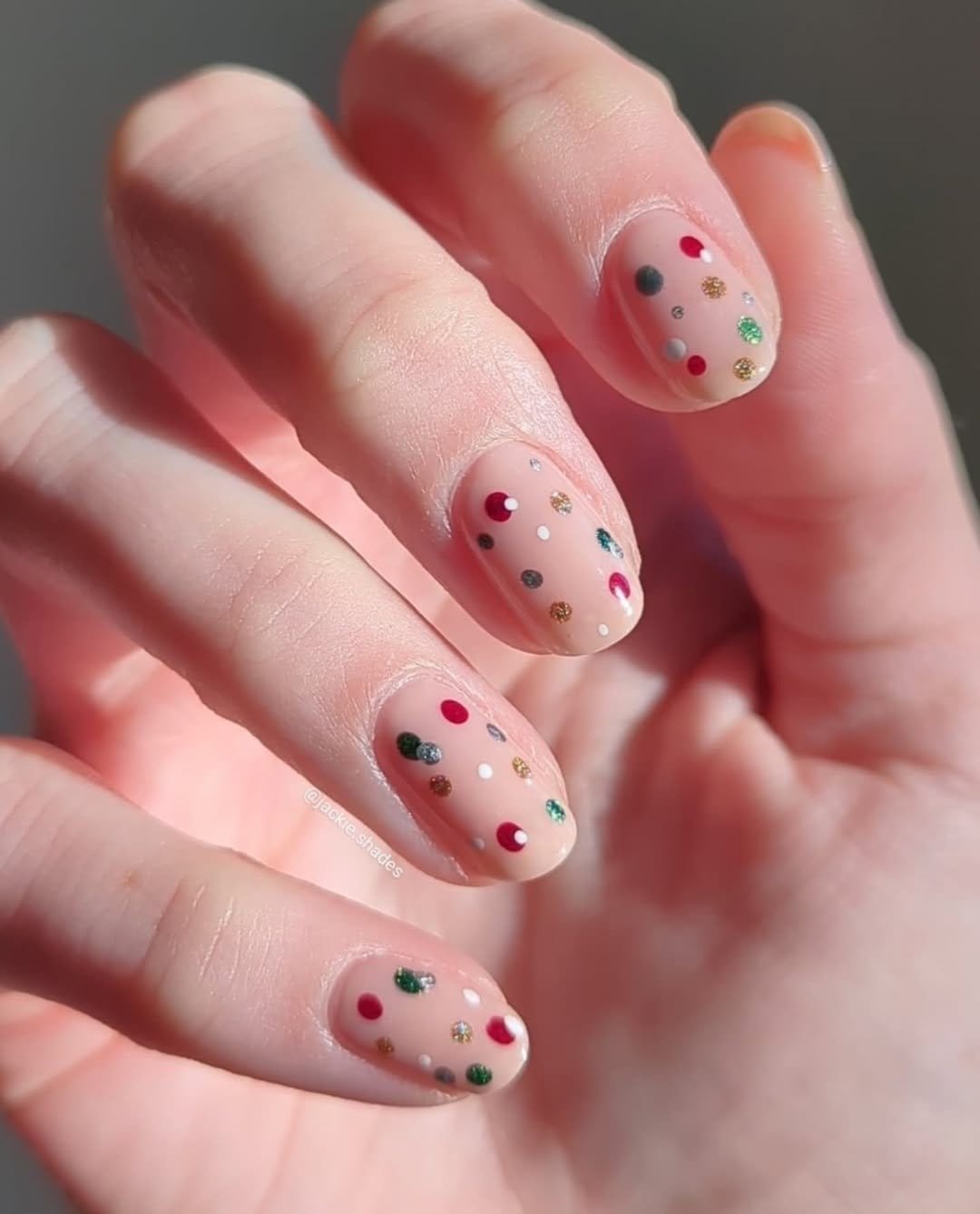 Polka dot nails in pastel shades