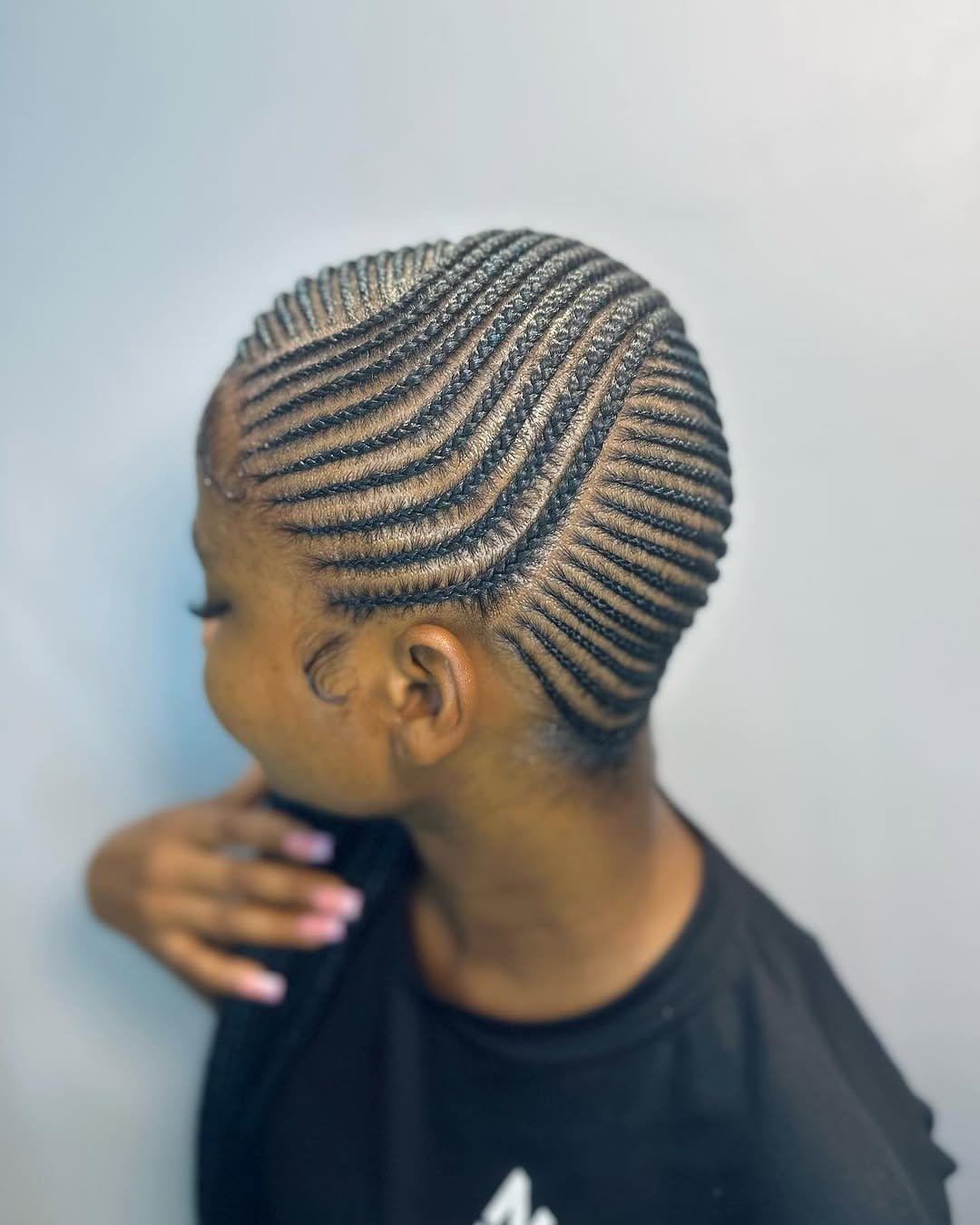 Side-swept short dreadlocks with accessories