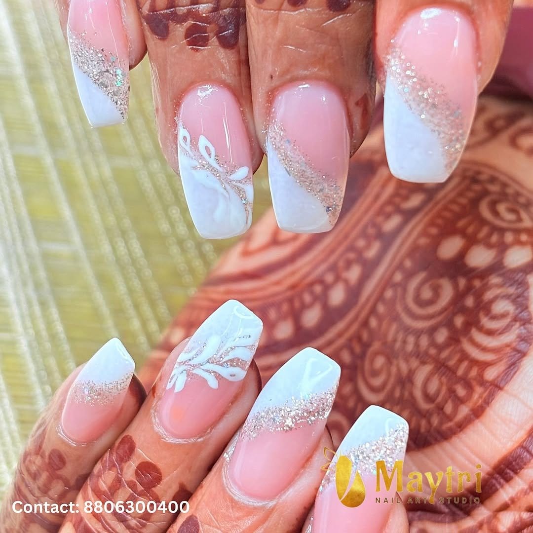 Pastel mosaic nails with intricate patterns