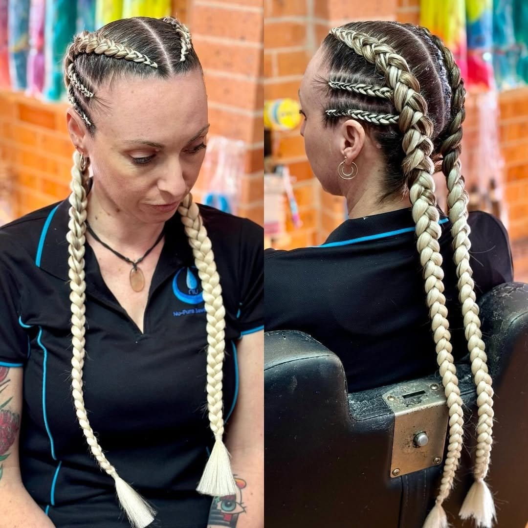 Short dreadlocks with braided sides