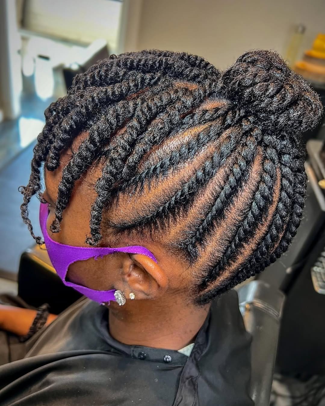 Cute dread bun with bangs