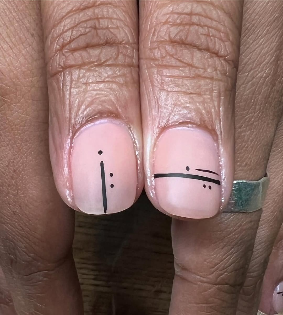 Clean minimalist line art nails
