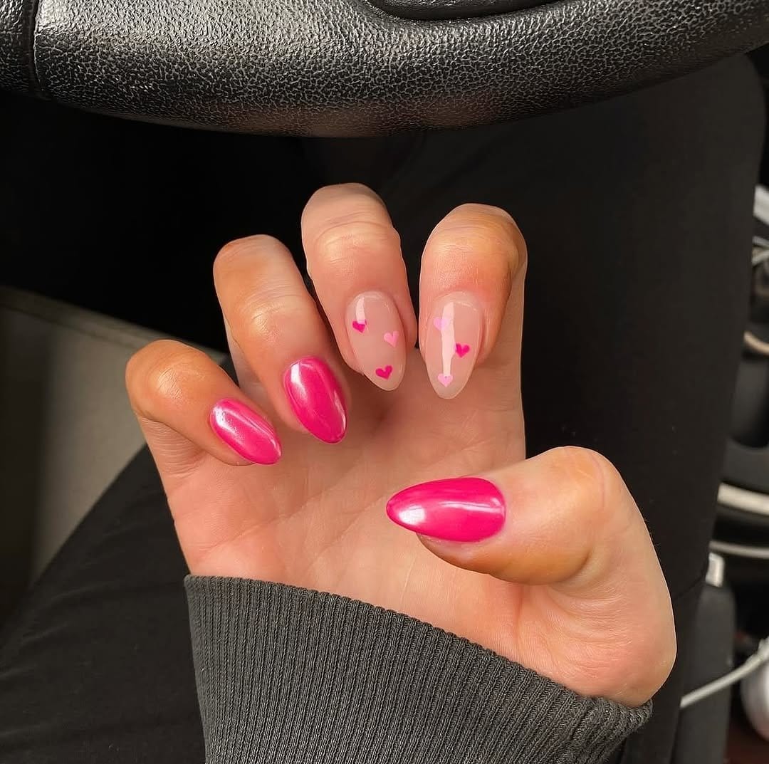 White nails with stripe and chevron patterns