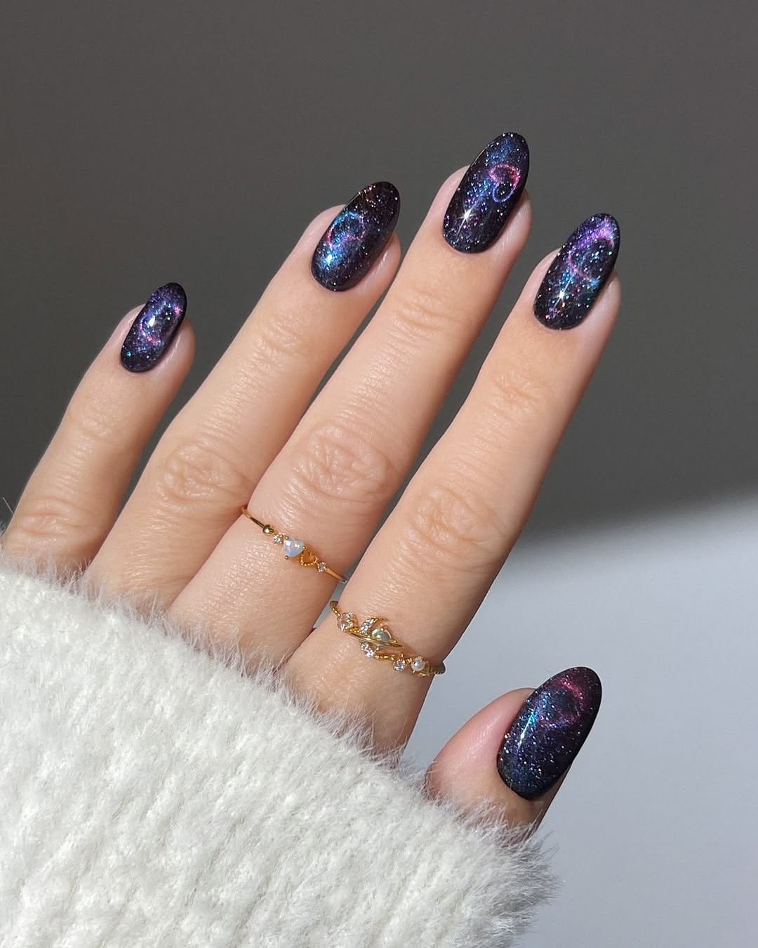Mystical pastel galaxy nail art