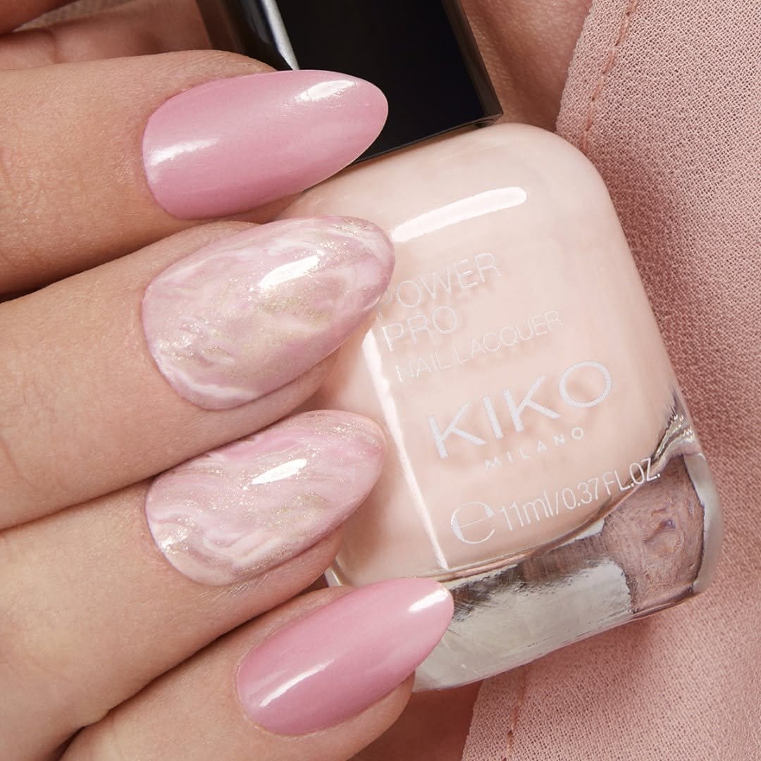 Radiant rose quartz nails with a glossy finish