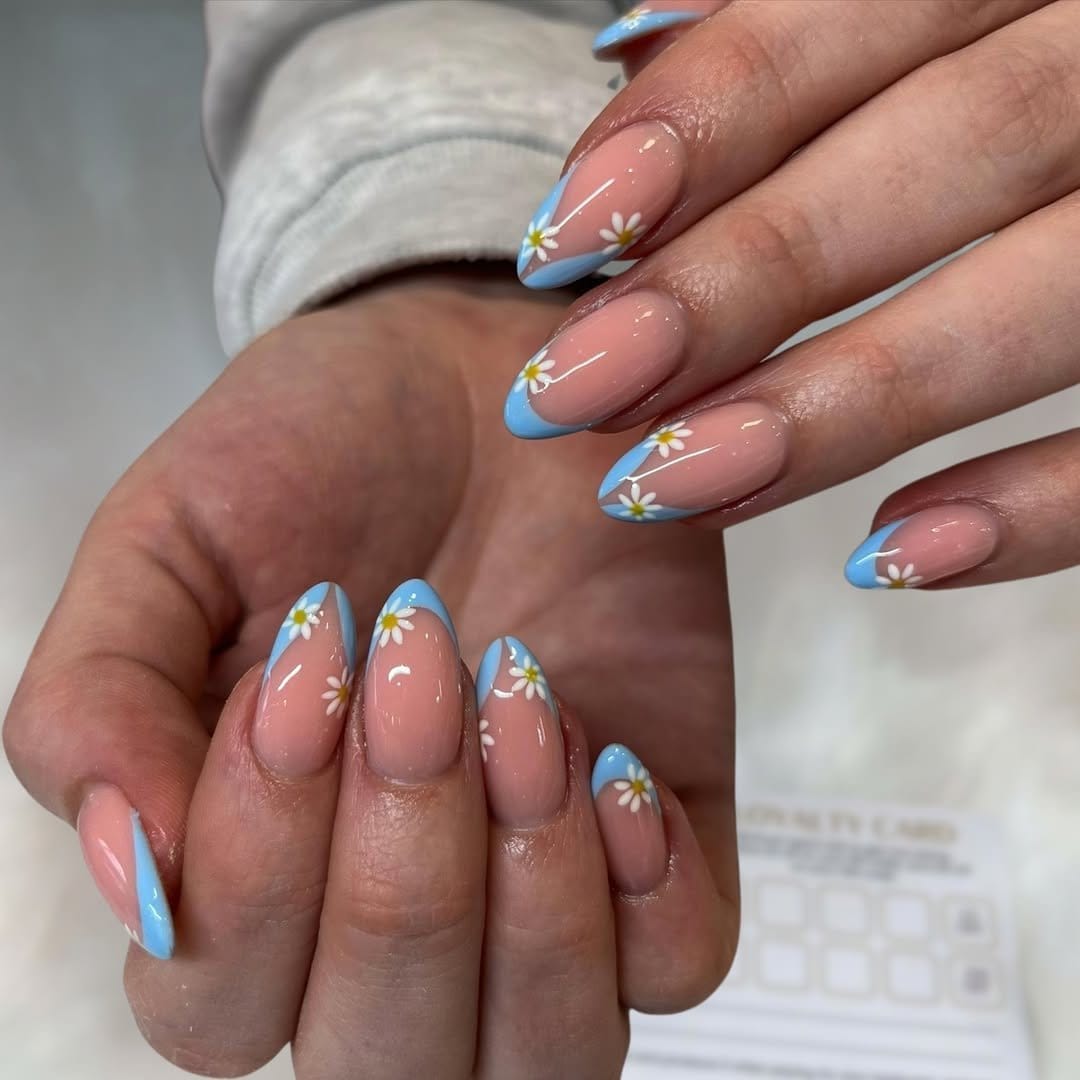 Soft pastel French manicure on short nails
