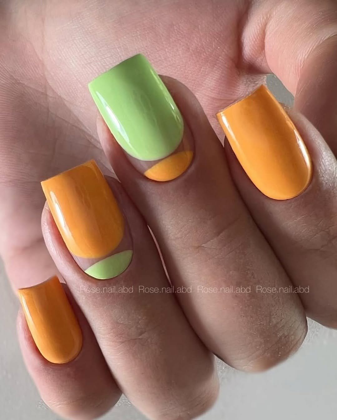 Chic geometric nail art with bold colors