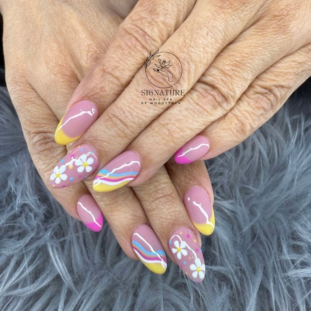 Chic minimalist white pastel line nails