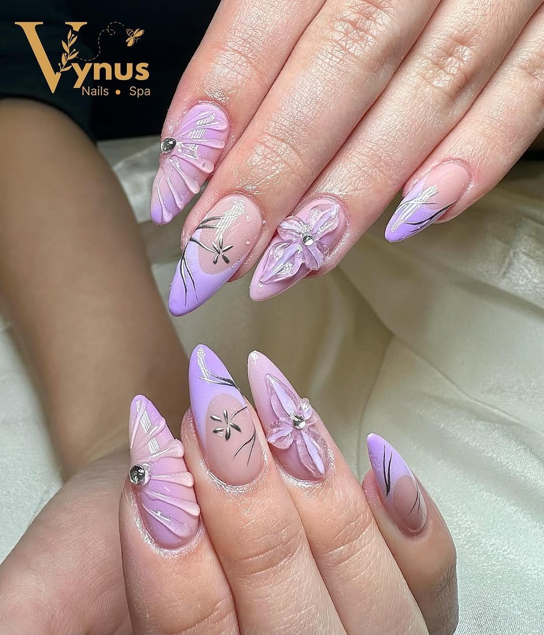 Light pink and lavender nails