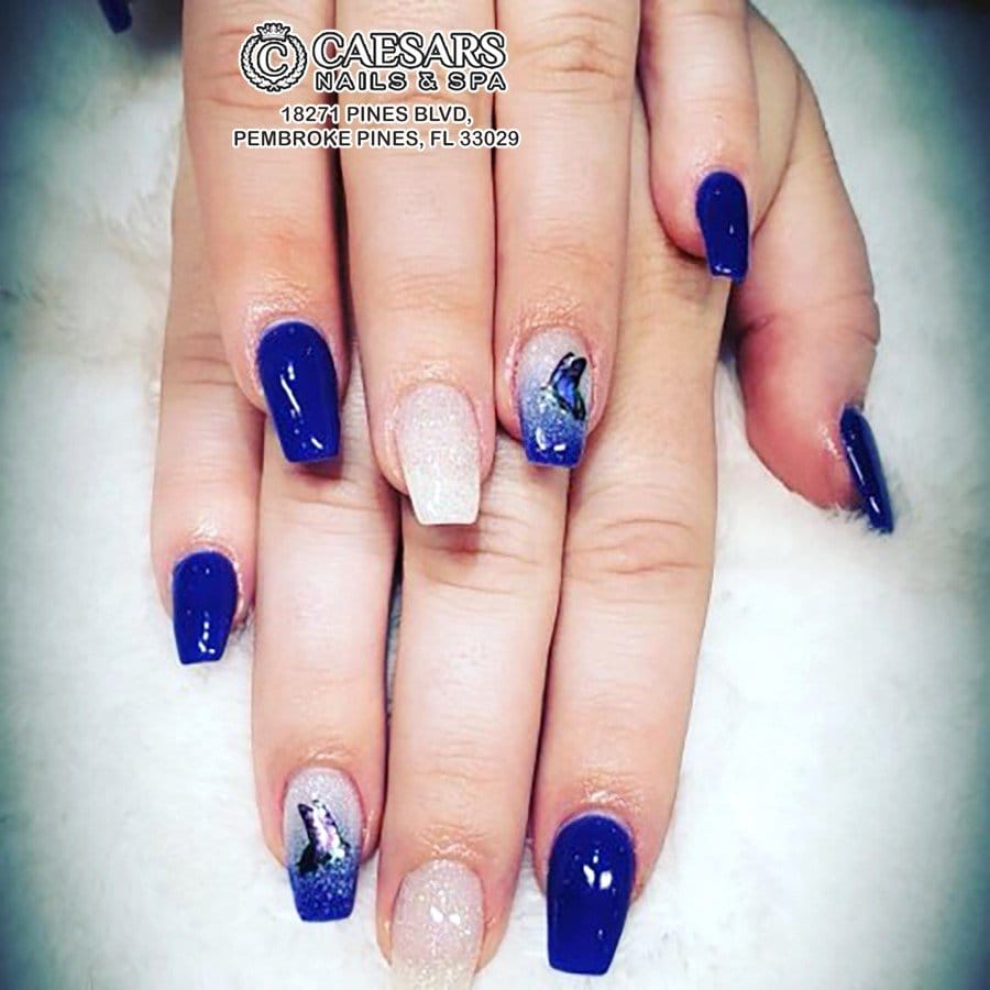 Cobalt blue nails with a glossy finish