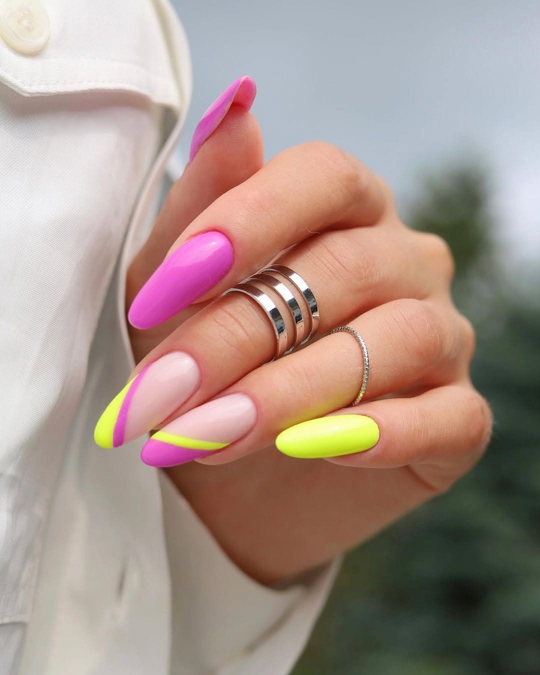 Classic rose nail art on a pink background