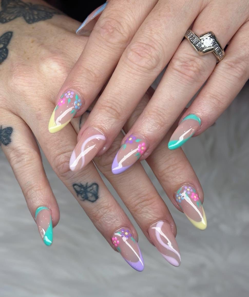 Stylish pastel geometric nail art