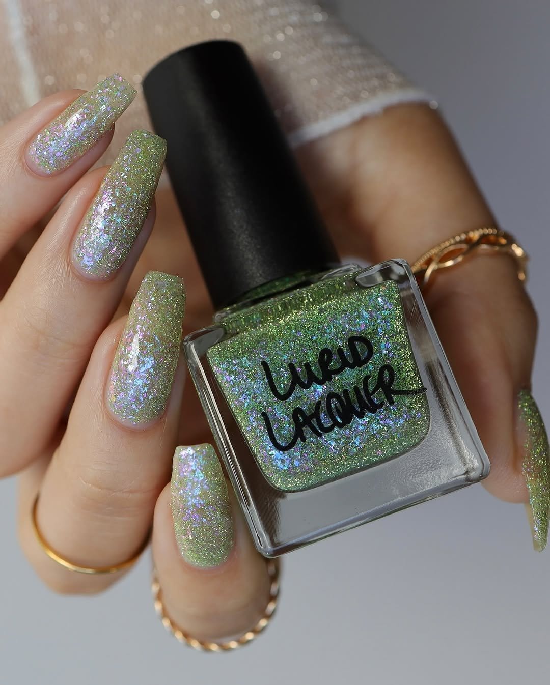 Light lemon yellow French tips with subtle glitter