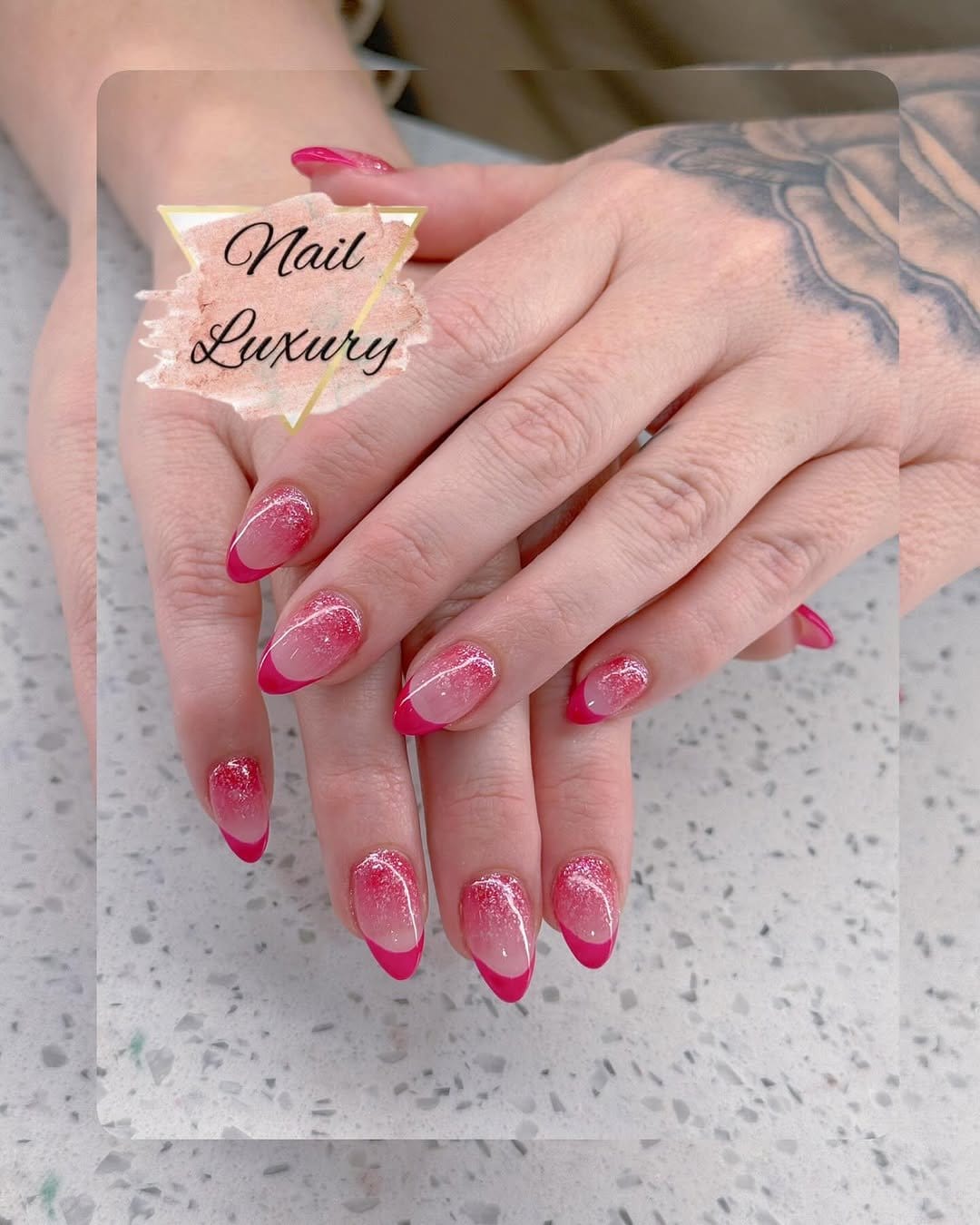 Stunning red to pink ombre nails