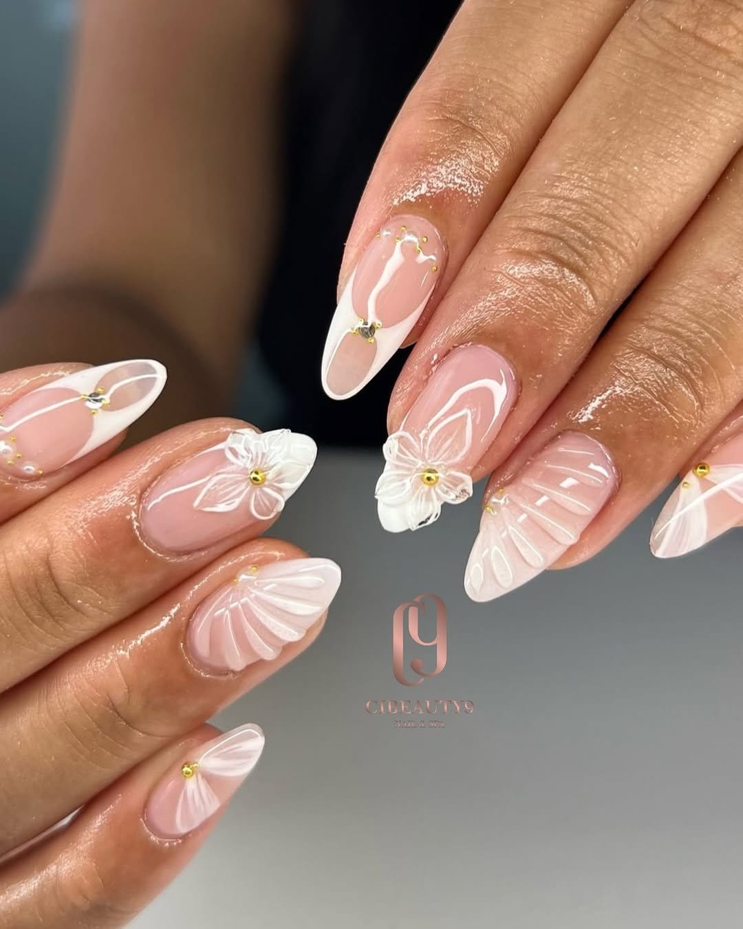 Elegant white pastel matte finish nails