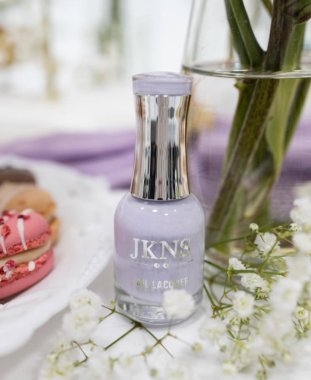 Soft lavender nail polish bottle