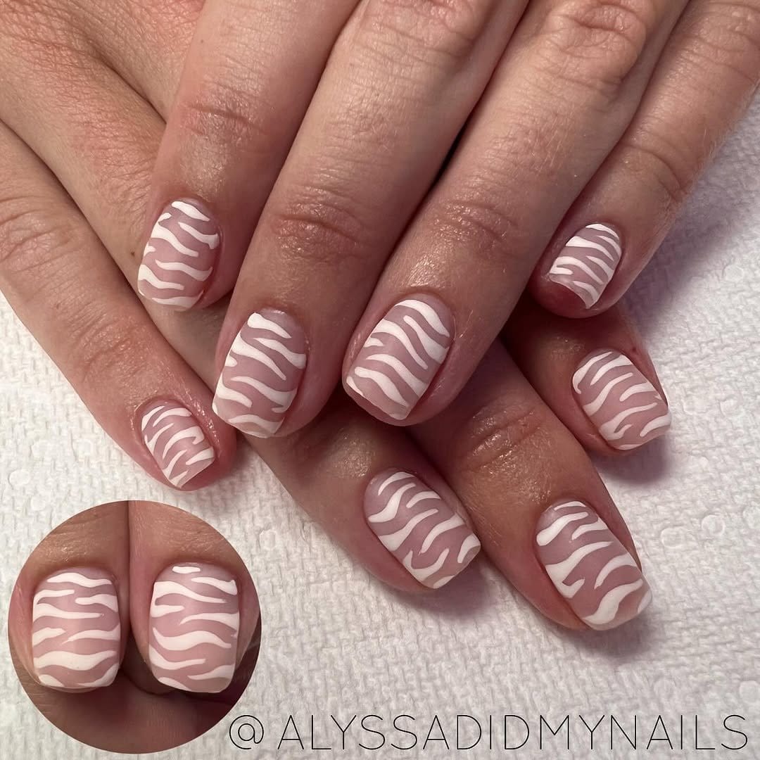 Negative space stripe design on clear nails